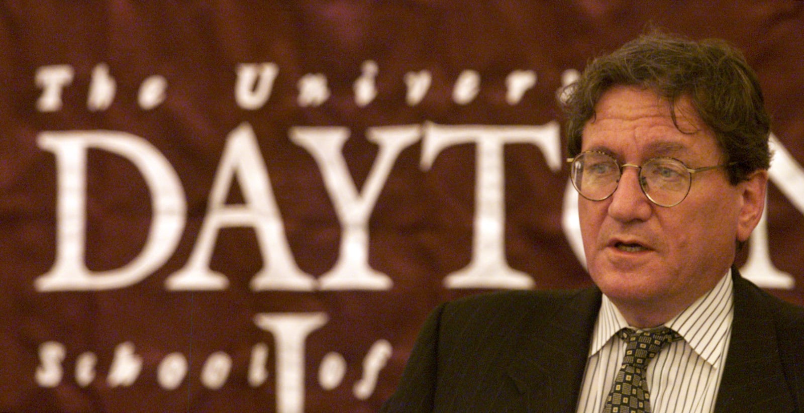 Richard Holbrooke speaks at the University of Dayton during the third anniversary of the Dayton Peace Accord.