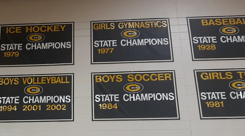 Centerville High School will be adding another banner this year after the boys basketball team’s first Division I Ohio championship as the Elks beat Westerville Central 43-42 Sunday night at the University of Dayton Arena. CONTRIBUTED
