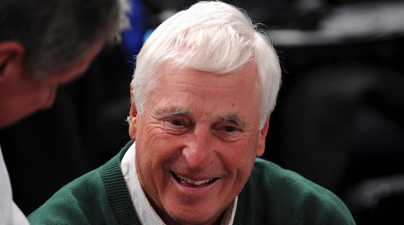 FILE — Bobby Knight in attendance for a game between Duke and Michigan State, at Madison Square Garden in New York on Nov. 15, 2011. Knight, one of college basketball’s signature coaches and a singular personality renowned for his tempestuousness and hubris, died at home in Bloomington, Ind. on Nov. 1, 2023. He was 83. (Barton Silverman/The New York Times)