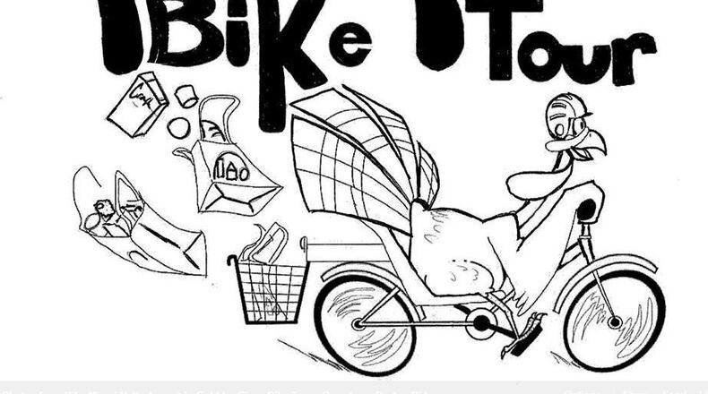 Tomfoolery Outdoors, Bike Miami Valley, and FoodBank Dayton have partnered together to put on the second annual Gobbler Gives Bike Tour, where participants load their bikes with food to donate ahead of the Thanksgiving holiday and bring them straight to the FoodBank. A downtown Dayton lunch time ride takes place Nov. 19, and a 30+-mile roundtrip ride from Tomfoolery Outdoors in Tipp City to the Food Bank and back takes place Nov. 21. Photo source: Facebook