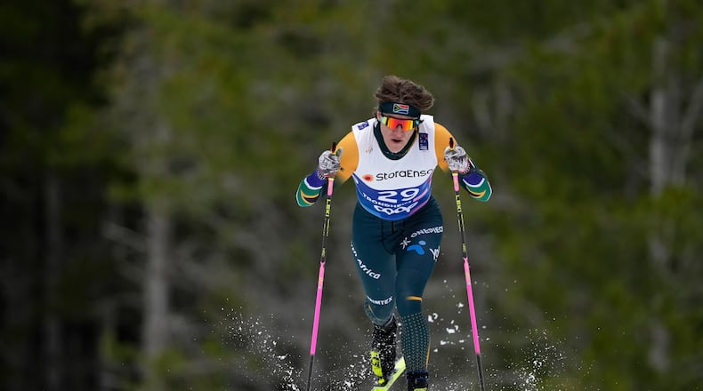 FILE - Matthew Smith, of South Africa, competes in the cross-country men's 7.5 km Interval Start Classic qualification race at the Nordic World Ski Championships in Trondheim, Norway, Wednesday, Feb. 26, 2025. (AP Photo/Matthias Schrader, File)