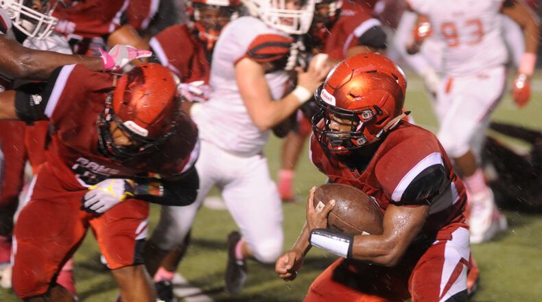 Trotwood RB Ra’veion Hargrove. Trotwood-Madison defeated visiting Wayne 14-7 in a Week 10 GWOC crossover high school football game to complete a 10-0 regular season on Friday, Oct. 27, 2017. MARC PENDLETON / STAFF