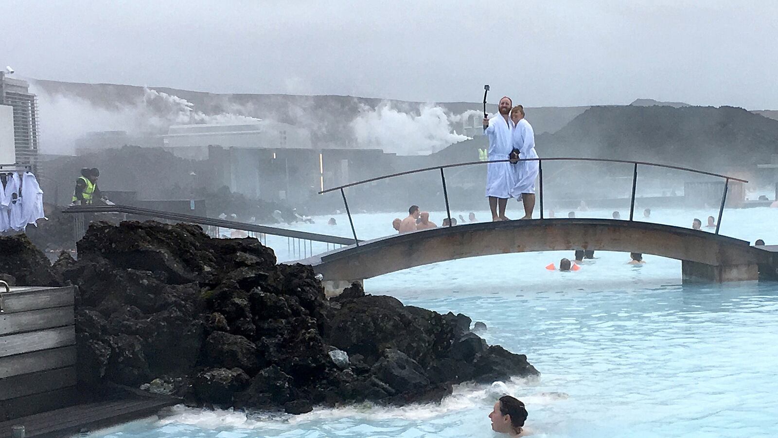 One of the most popular attractions in Iceland, the Blue Lagoon is a geothermal spa where visitors can swim and spread silica mud and algae masks on their faces. (Jessica Kwong/Orange County Register/TNS)