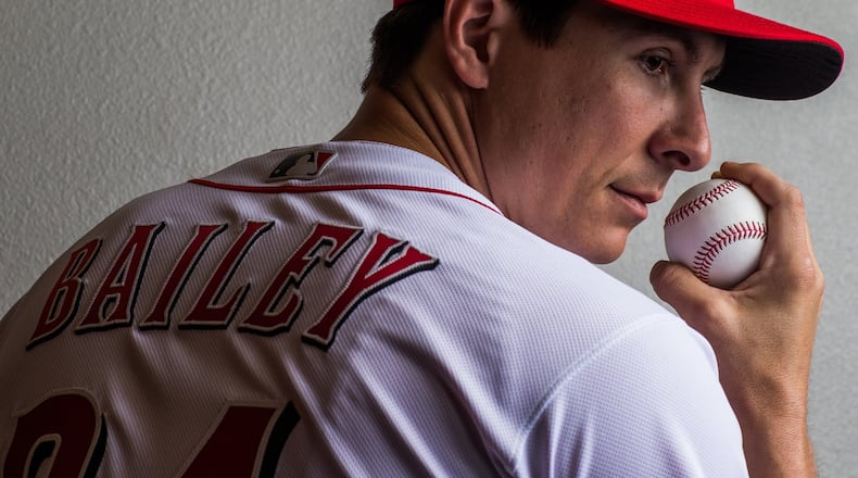 GOODYEAR, AZ - FEBRUARY 20: Homer Bailey #34 of the Cincinnati Reds poses for a portrait at the Cincinnati Reds Player Development Complex on February 20, 2018 in Goodyear, Arizona. (Photo by Rob Tringali/Getty Images)