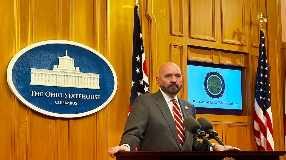 Ohio House Rep. Tom Young, R-Washington Twp., hosts a press conference at the Ohio Statehouse on March 24, 2026. AVERY KREEMER / STAFF