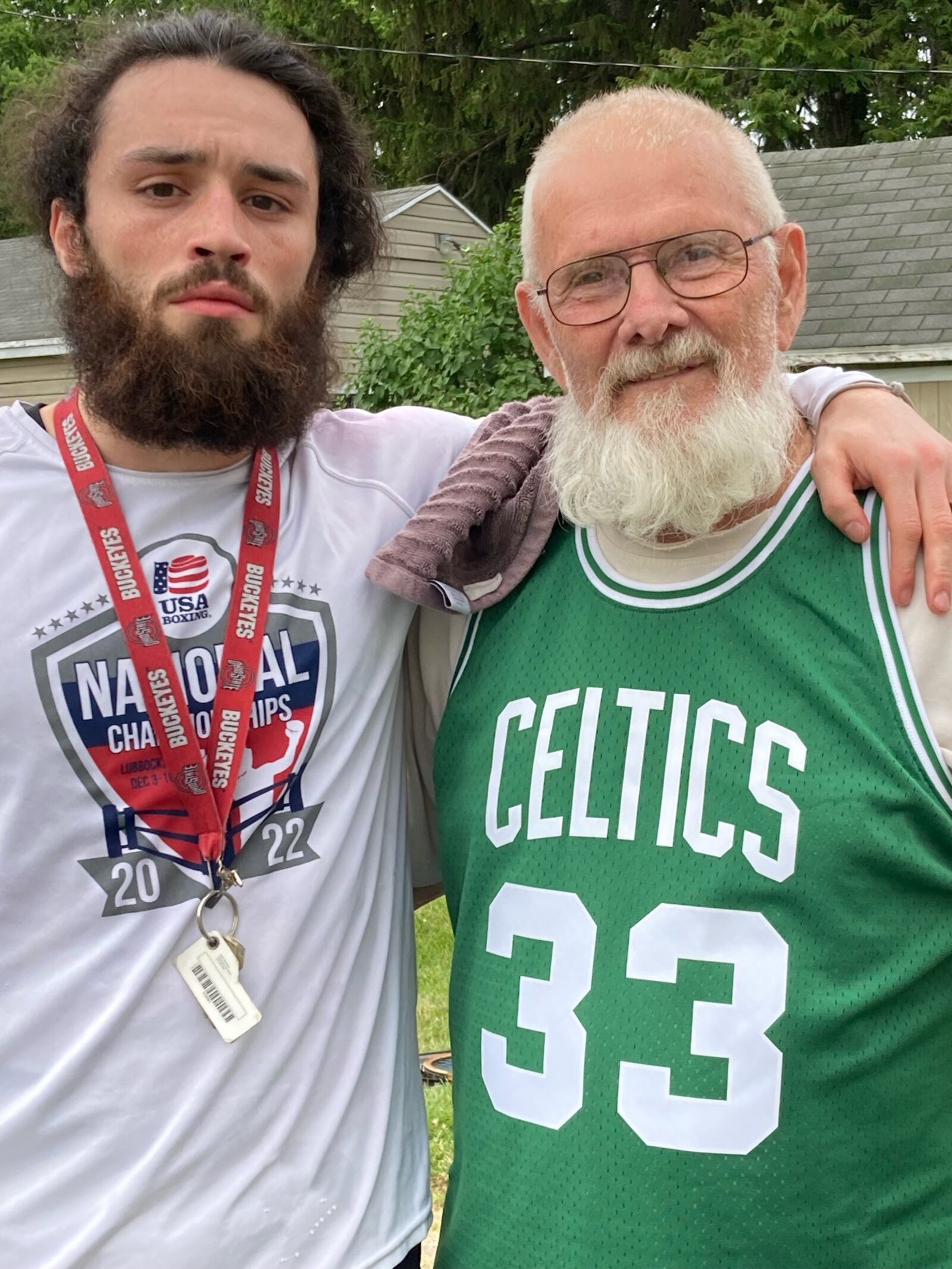 Andrew Zammit (known in gym as Jrue King) with the man he called his grandpa, the late Richard Copper. Just days after Copper's death following a stroke at his Miamisburg home in September, Zammit won USA Boxing’s Last Chance Tournament and qualified for the Olympic Trials in two weeks. CONTRIBUTED