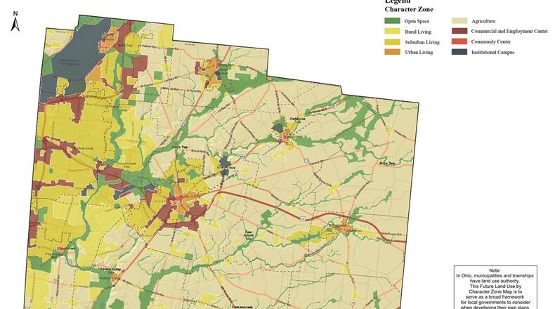 This map shows "character zones," or the type of land uses in the unincorporated areas of Greene County. CONTRIBUTED