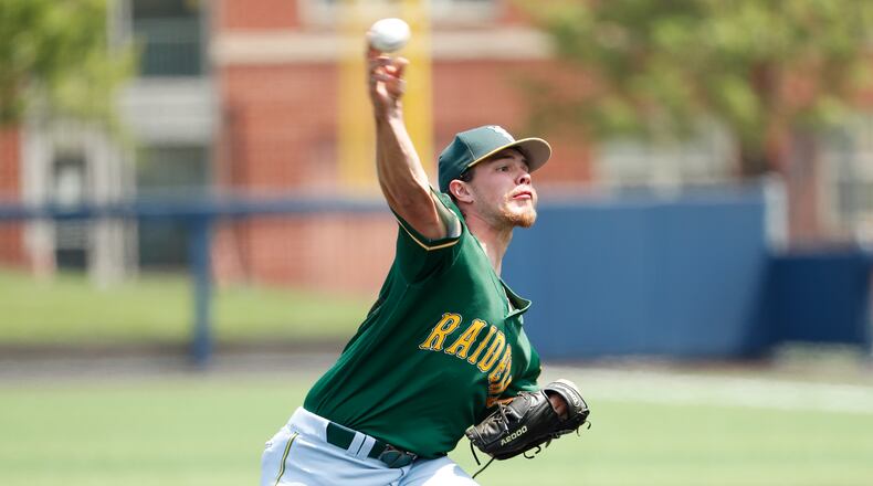 Wright State’s Jeremy Randolph delivers a pitch during Saturday’s 4-2 loss at Illinois-Chicago in the Horizon League tournament finals. SUBMITTED PHOTO