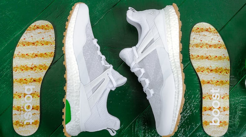 Adidas pimento-inspired shoe is available the week of the Masters Tournament.