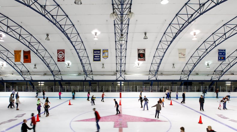 Saturday afternoon skate at the Kettering Rec Center.  With the October opening of the NTPRD Chiller Ice Rink in Springfield, the area now has four public rinks from which to choose: South Metro in Washington Twp., Hobart Arena in Troy,  Kettering Rec, and the NTRPD Chiller.     TY GREENLEES / STAFF