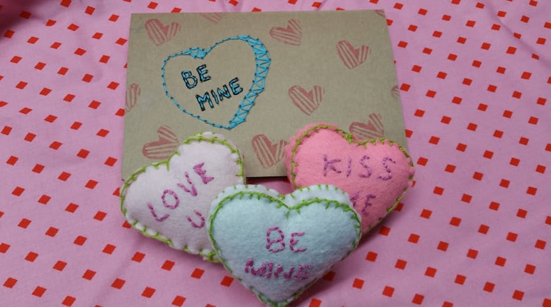 Cute conversation heart pillows and cards by Needle, Ink, and Thread are perfect for Valentines of all ages. Contributed by Jesy Anderson