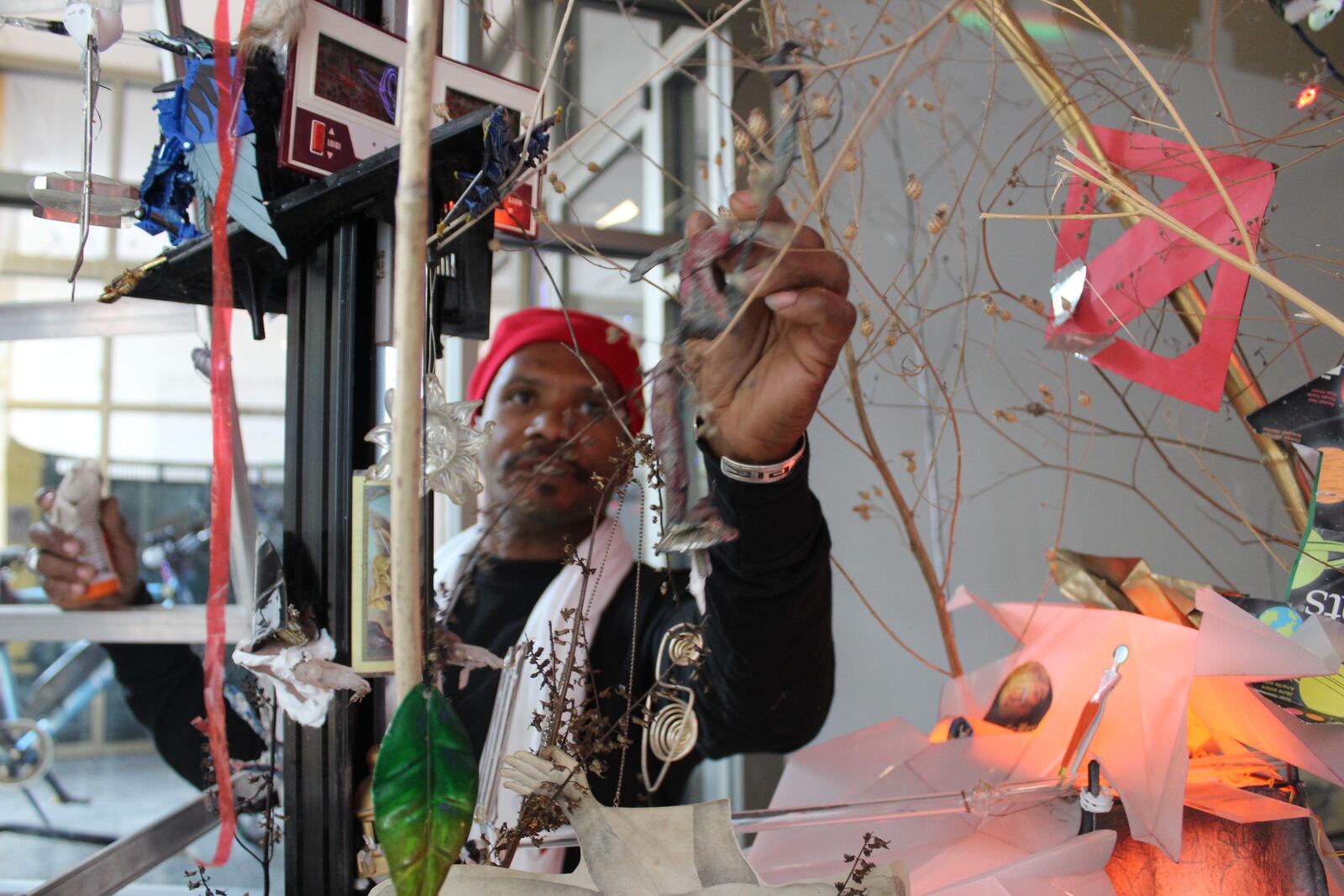 Dayton artist Robert Blackstone has been working on Crystal City,  his mixed-media project, for more than 26 years.  The project, a work in progress, is currently assembled in an empty space next door to the The Collaboratory in downtown Dayton.  Photo: Amelia Robinson