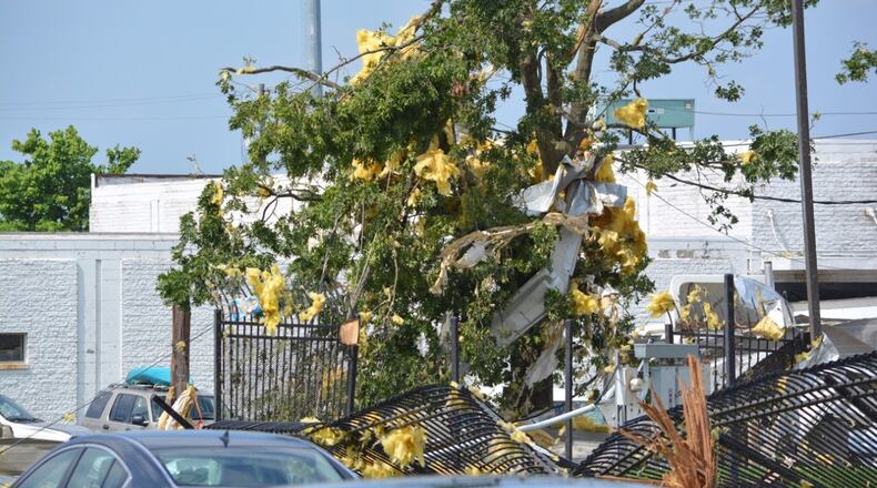 Debris in a tree off of Troy Street