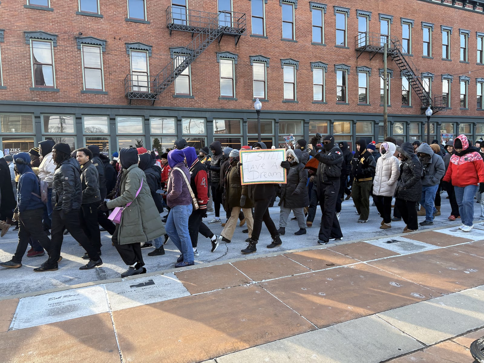 Hundreds of people participated in the annual Martin Luther King Jr. Day march in Dayton on Jan. 19, 2026. Brooke Spurlock/Staff