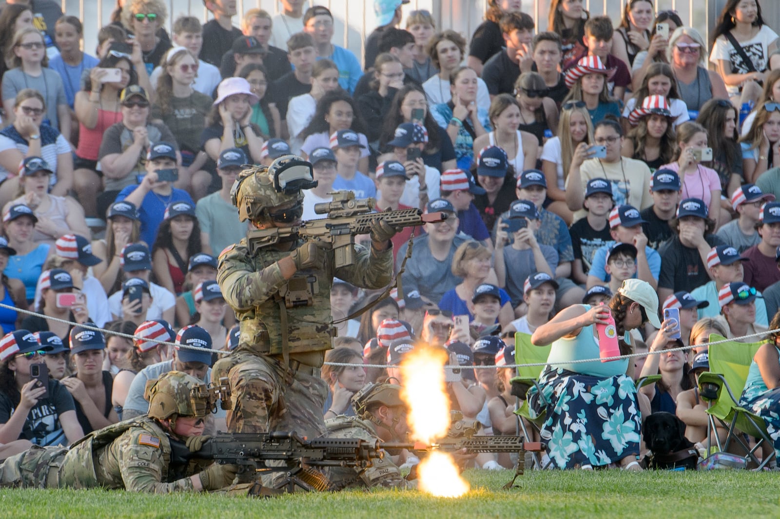 U.S. Army soldiers hold a demonstration for the crowd during the Army Birthday Twilight Tattoo event at Joint Base Myer-Henderson Hall, Wednesday, June 11, 2025, in Fort Myer, Va. (AP Photo/Rod Lamkey, Jr.)