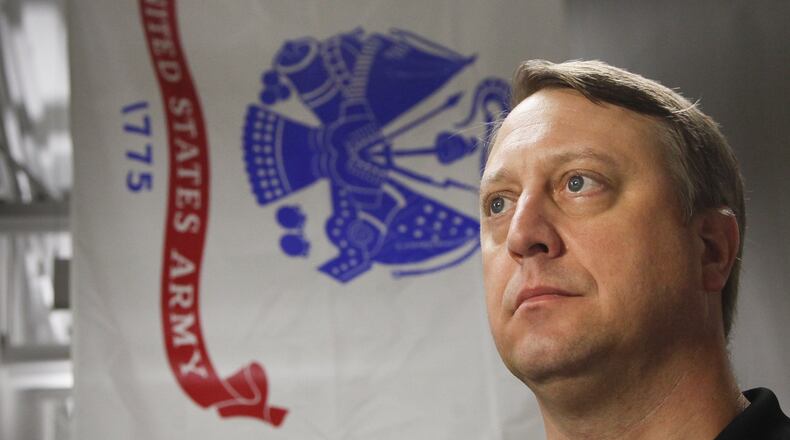 After 26 years in the Army, Matt Isenbart of Riverside is in school at Wright State University. The retired sergeant first class is embarking on a new career in human resources. CHRIS STEWART / STAFF