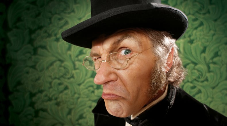 Wright State University acting professor Bruce Cromer stars as Ebenezer Scrooge in the Cincinnati Playhouse in the Park production of “A Christmas Carol.” SUBMITTED PHOTO BY TONY ARRASMITH/ARRASMITH AND ASSOCIATES