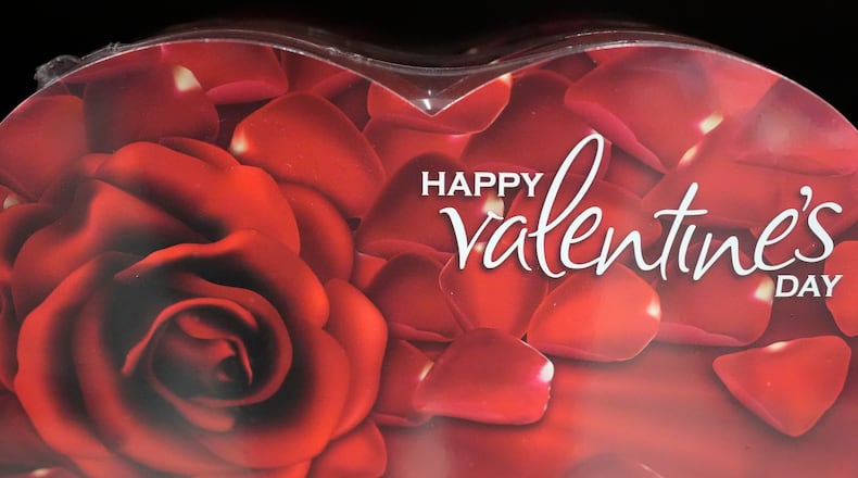 FILE - A Valentine's Day box of chocolates is seen on a store shelf Friday, Jan. 16, 2026, in Nashville, Tenn. (AP Photo/George Walker IV, File)