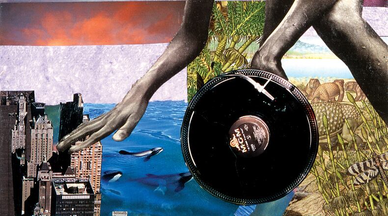 Krista Franklin: "Transatlantic Turntable-ism." Collage on canvas. 2005. PHOTO COURTESY OF KRISTA FRANKLIN