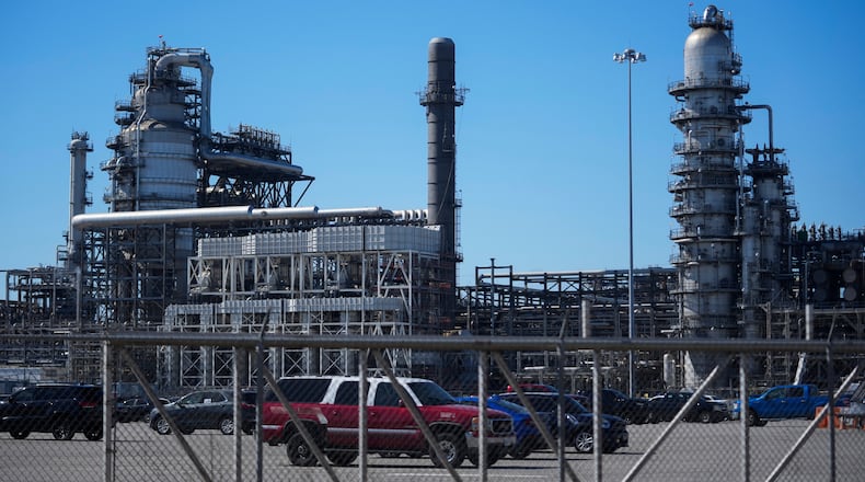 The BP Whiting Refinery is seen Monday, March 9, 2026, in Indiana. (AP Photo/Erin Hooley)