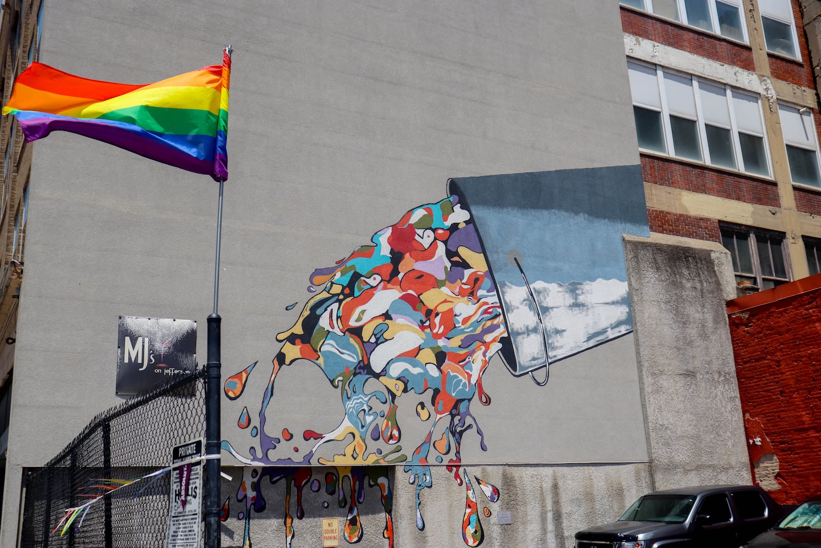 One of the murals painted for the Downtown Dayton Partnership's Urban Art Intersections project. This one can be found at MJ's on Jefferson St. DION JOHNSON/STAFF