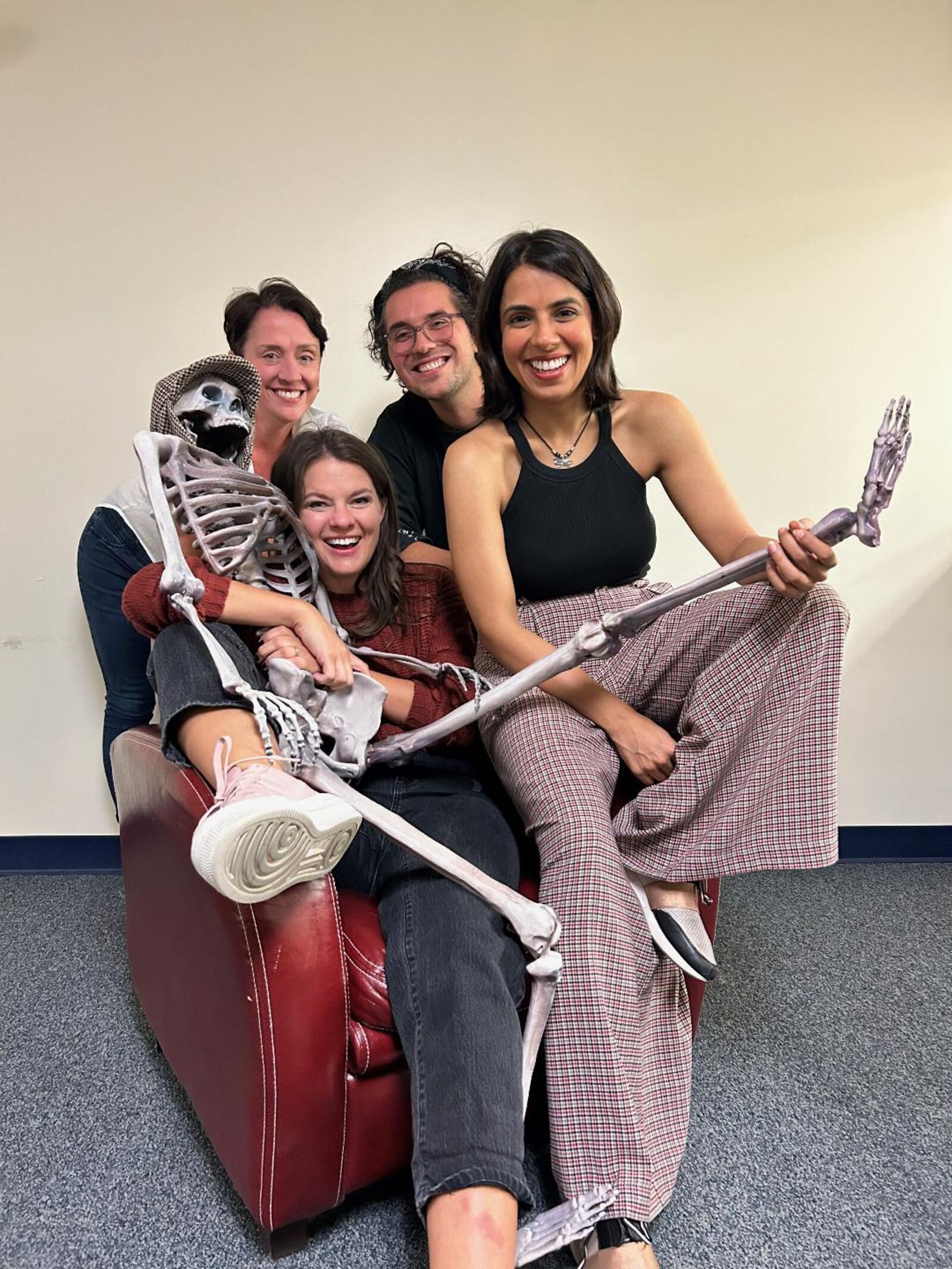 Left to right: Kelly Mengelkoch (Mrs. Hudson, Irene Adler and others), Maggie Lou Rader (Ms. Joan Watson), Matthew Sierra (Inspector Lestrade, Elliot Monk and others) and Shonita Joshi (Ms. Sherlock Holmes) comprise the cast of the Human Race Theatre Company's production of "Ms. Holmes & Ms. Watson, Apt 2B." PHOTO COURTESY OF HUMAN RACE THEATRE