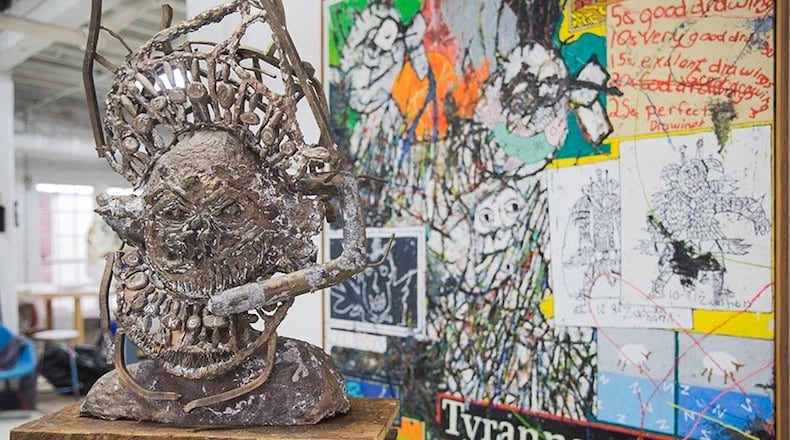 “Crown for Keith” sculpture and Untitled large-scale painting by Zachary Armstrong. CONTRIBUTED