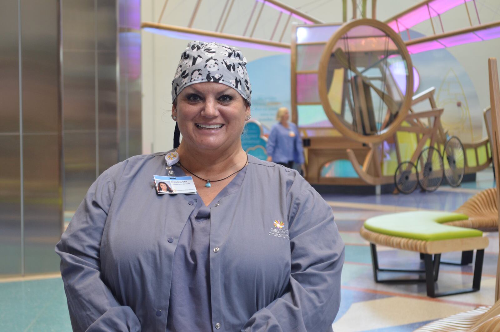 Christina Buchanan of Germantown is a surgical technologist at Dayton Children’s Hospital. She went back to college after being laid off from her job at a medical billing company and was quickly hired by the hospital after earning her associate’s degree as a certified surgical tech at American National College in Kettering.