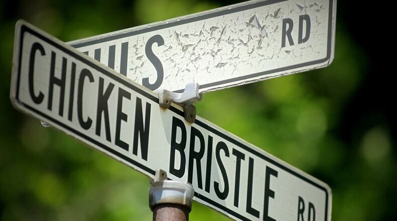 Chicken Bristle Road outside Farmersville is one of the many odd and interesting street names in the Dayton area.