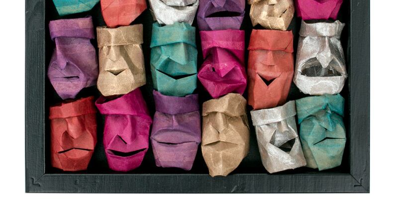 Jon Daugherty of Clayton is creating sculptural heads and faces using toilet paper tubes. CONTRIBUTED/LORI DAUGHERTY