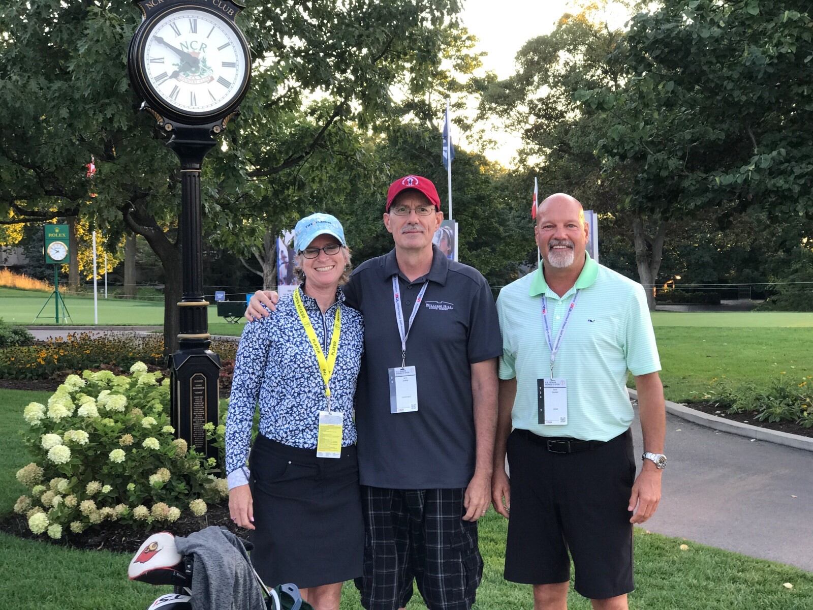 From left: Christine Lindsey, her husband Jerry and her caddy Dave Gambol at NCR Country Club. Tom Archdeacon/STAFF