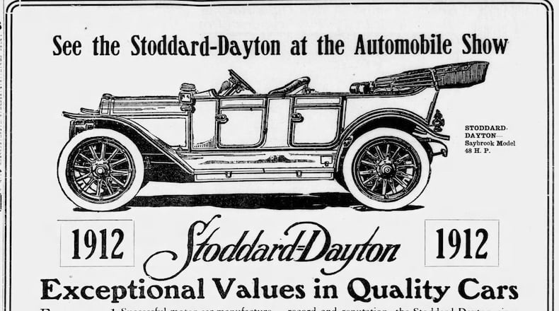 Stoddard Dayton car show advertisement Dayton Herald 1912