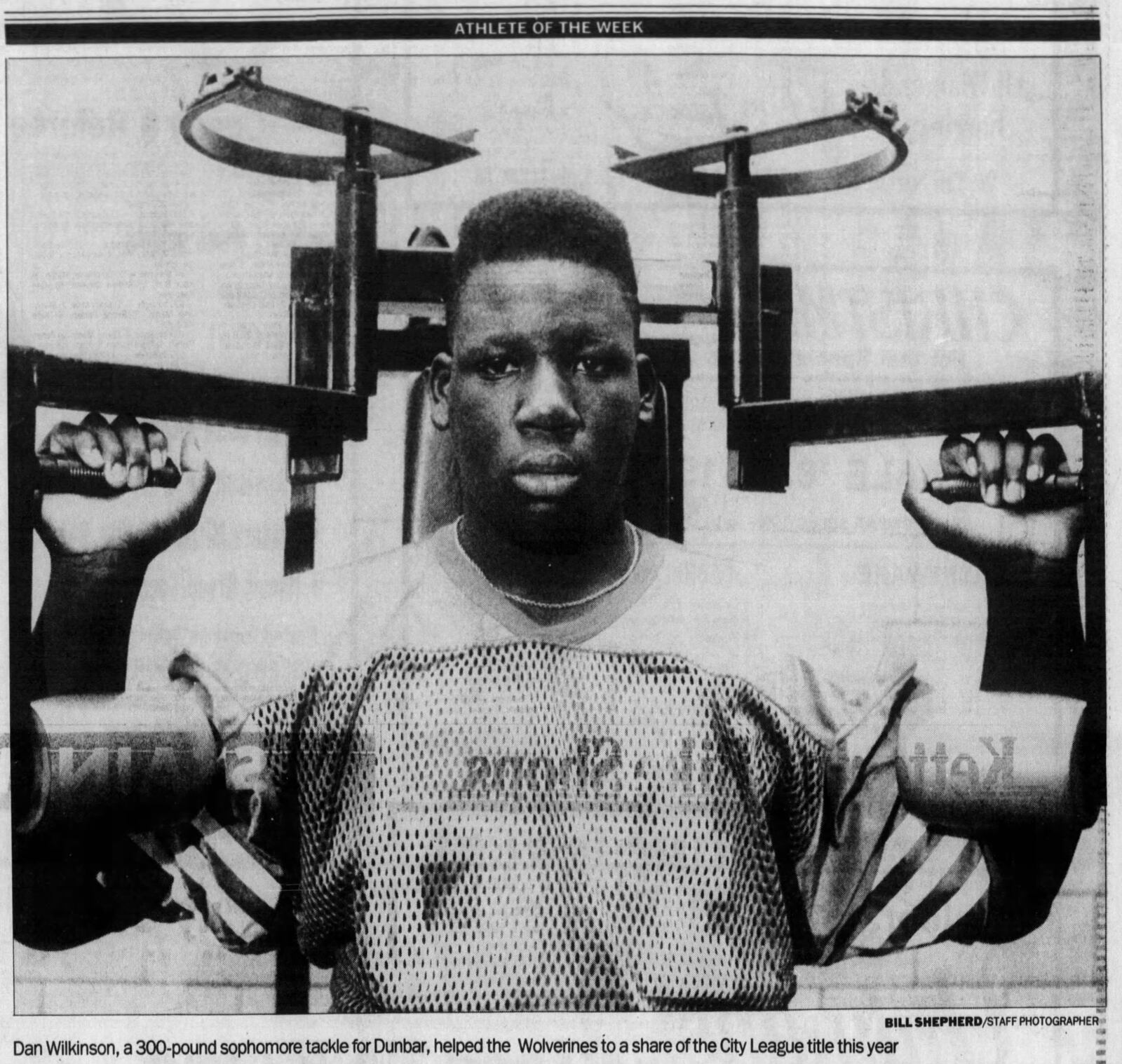 Dan Wilkinson jumped on the football scene as a 15-year-old sophomore at Dunbar high school. At that point he was already a 6-foot-3-inch, 300-pound starter on the varsity. DAYTON DAILY NEWS ARCHIVES