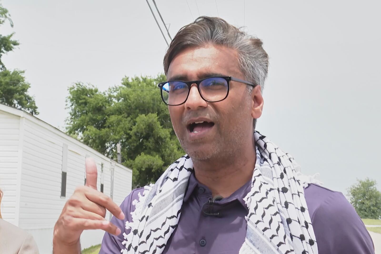 Badar Khan Suri, a Georgetown University scholar from India, speaks after he was released from immigration detention facility Wednesday, May 14, 2025, in Alvarado, Texas. (AP Photo/Kendria LaFleur)
