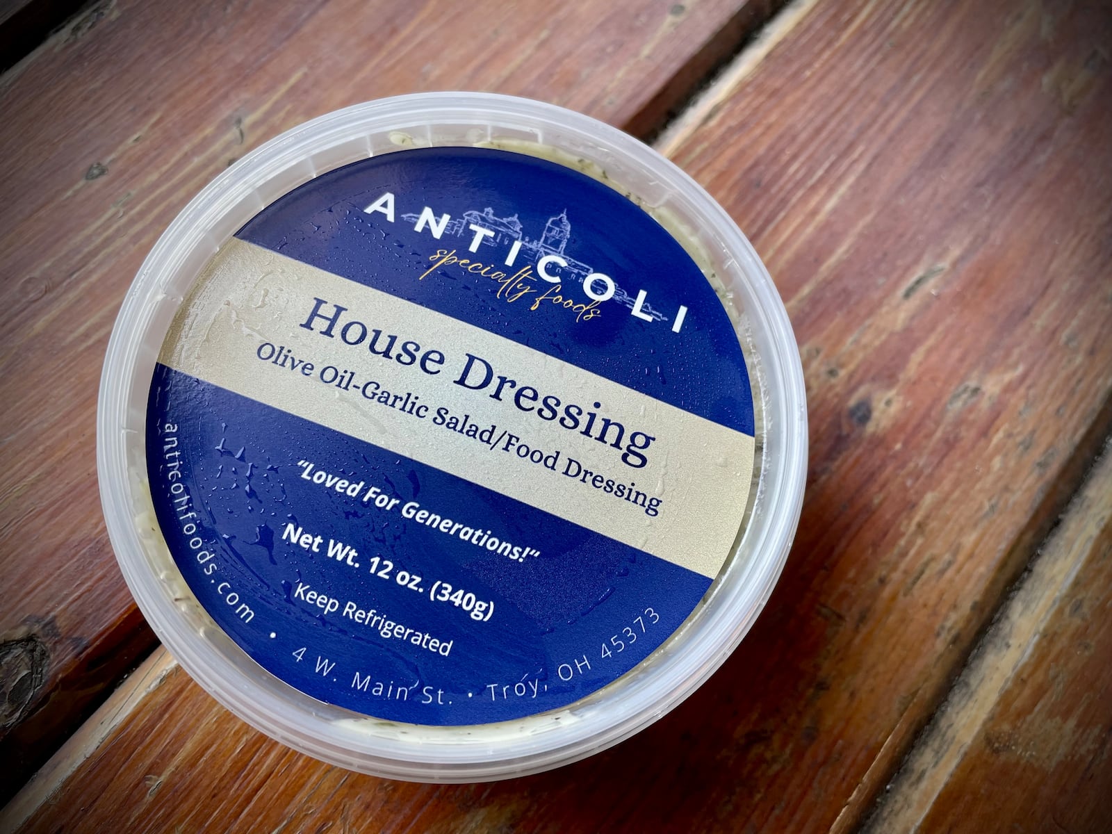 Michael Anticoli, the former owner of La Piazza in Troy, is producing and selling his family's house dressing under Anticoli Specialty Foods. NATALIE JONES/STAFF