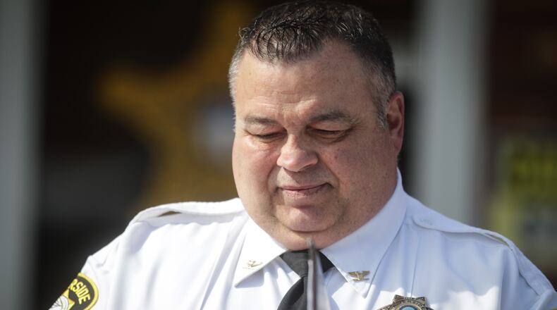 Remains found in Greene County over the weekend by a mushroom hunter were identified as those of Cheryl Coker, a Riverside woman missing for more than a year. Riverside Police Chief Frank Robinson spoke about the case during a press conference Monday, April 27, 2020. JIM NOELKER / STAFF