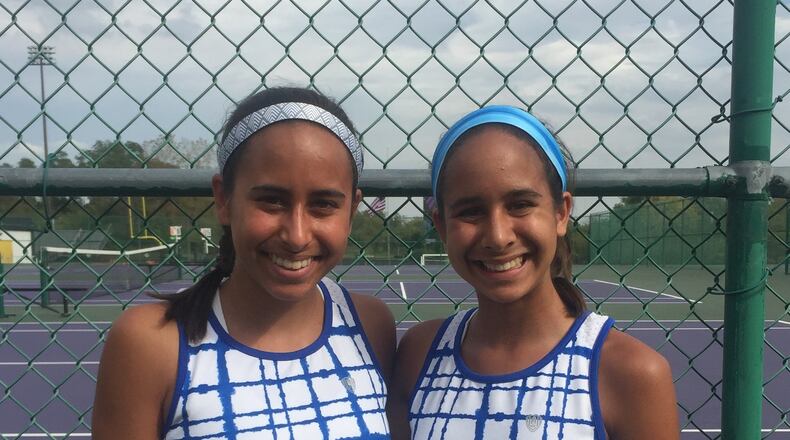 This is Anke (left) and Reka (right) Patel, the D-I top-seeded sectional doubles team from Springboro. They advanced to the district tournament today. Debbie Juniewicz/CONTRIBUTED