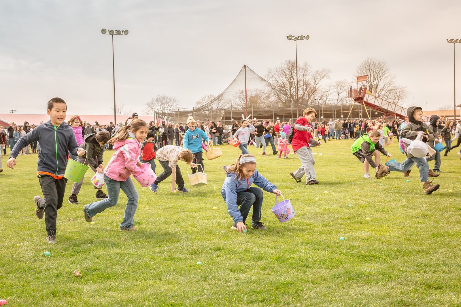 In an undated image provided by Young’s Jersey Dairy, the Easter egg hunt at Young’s Jersey Dairy in Yellow Springs.  (Young’s Jersey Dairy via The New York Times) 