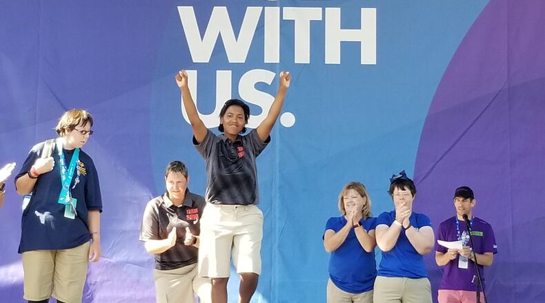 Hamilton’s Dannika Nika Swagler (pictured) and her Unified partner Molly Grimm won the Silver medal for women s golf, representing Team Ohio last week at the Special Olympics USA Games in Seattle. PROVIDED
