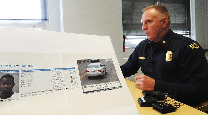 Dayton police Maj. Brian Johns talks Tuesday, Jan. 17 2023, about the rash of violence over the weekend of Jan. 14. TyShaun Wilson, the suspect in a shooting early Saturday morning, has a warrant out for his arrest after allegedly firing at people in line for a food truck in the Oregon District. MARSHALL GORBY\STAFF