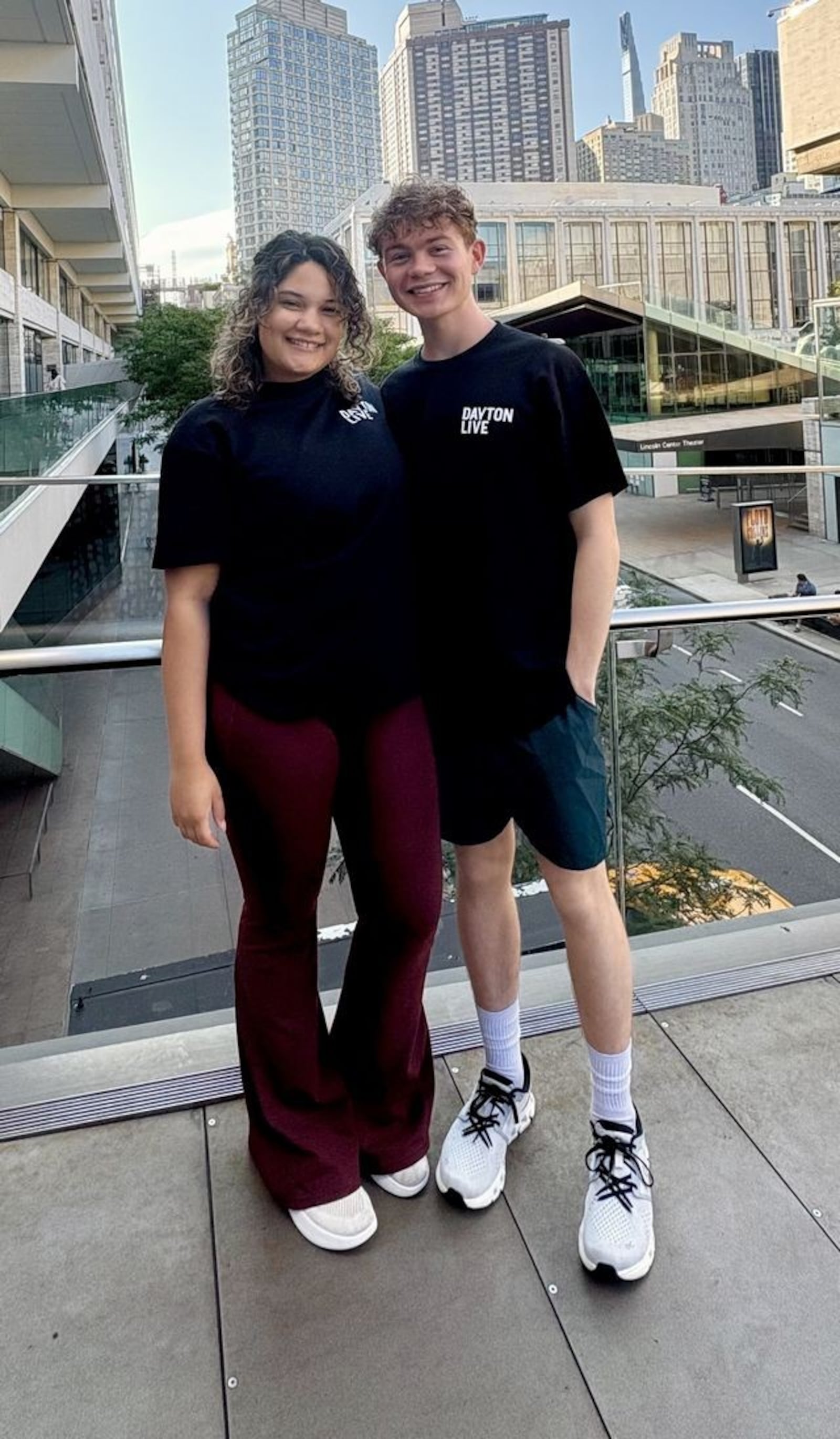 Lynn Dauterman (left) and Griffin Greear at Lincoln Center while competing at the 2025 Jimmy Awards. CONTRIBUTED
