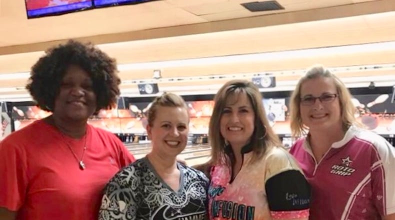 Photo is of the Ohio USBC Women’s Bowling Association State Four-person team champions. From left: Candace Shepard, Rachel Delserone, Jennifer Owens and Kari Watson. CONTRIBUTED