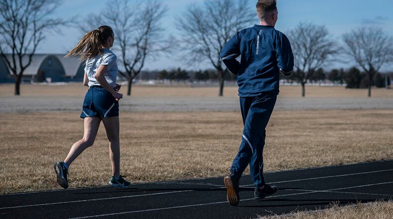 Physical fitness assessments will resume for Airmen on July 1. Some Airmen may be deconditioned due to the impacts of COVID-19 protocols and lack of accessibility for fitness options. To assist military members preparing for the PT test, Air Force Materiel Command has developed a physical training toolkit that consists of the Physical Training Leader Guide and the MissionFit app. U.S. AIR FORCE PHOTO/JIM VARHEGYI