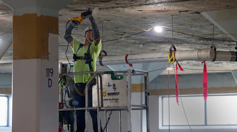 The historic headquarters of Air Force Materiel Command at Wright-Patterson Air Force Base is undergoing its first comprehensive renovation since the 1940s. MARSHALL GORBY\STAFF