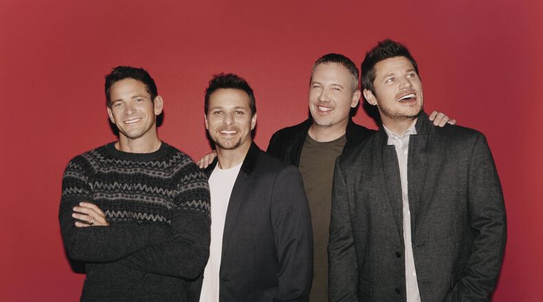 98 Degrees — brothers Nick Lachey and Drew Lachey, Justin Jeffre and Jeff Timmons — are coming to Cincinnati’s Aronoff Center on Saturday, Nov. 24. CONTRIBUTED/ELIAS TAHAN