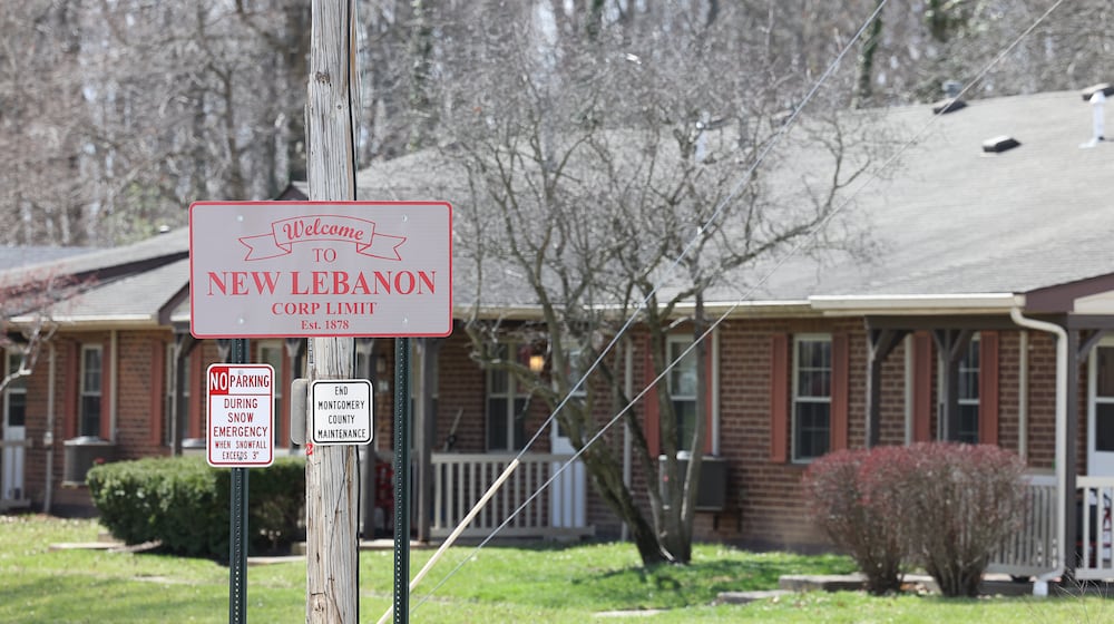A New Lebanon corpoartion sign on Clayton Road. BRYANT BILLING / STAFF