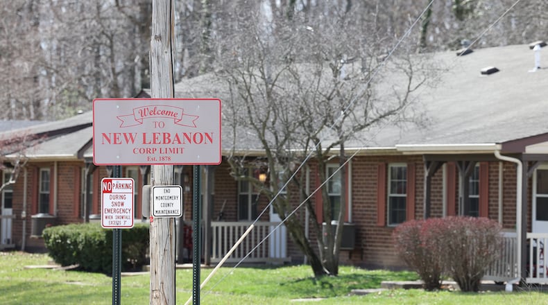 A New Lebanon corpoartion sign on Clayton Road. BRYANT BILLING / STAFF