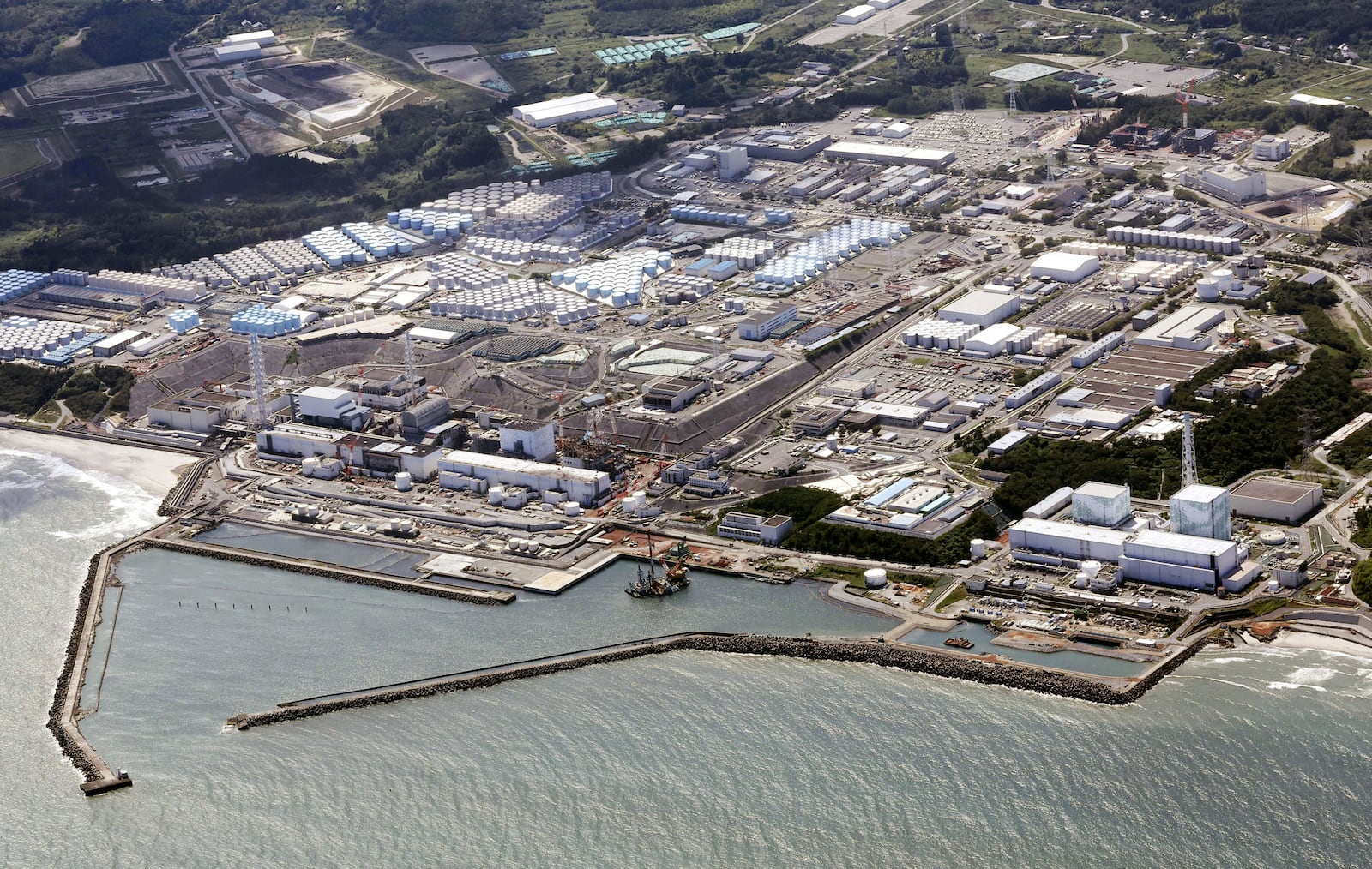 FILE - This aerial view shows the Fukushima Daiichi nuclear power plant in Fukushima, northern Japan, on Aug. 24, 2023. (Kyodo News via AP, File)