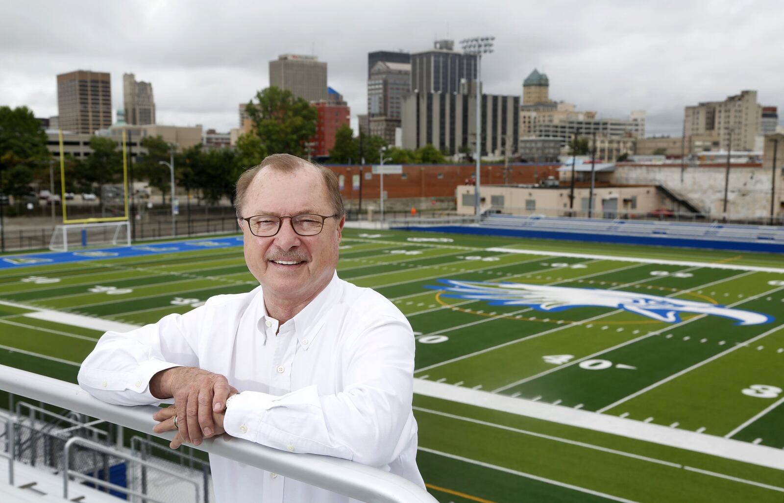 Roger Glass, who attended Chamindade High School from 1956-60, helped fund the new Roger Glass Stadium at Chaminade Julienne High School. LISA POWELL / STAFF