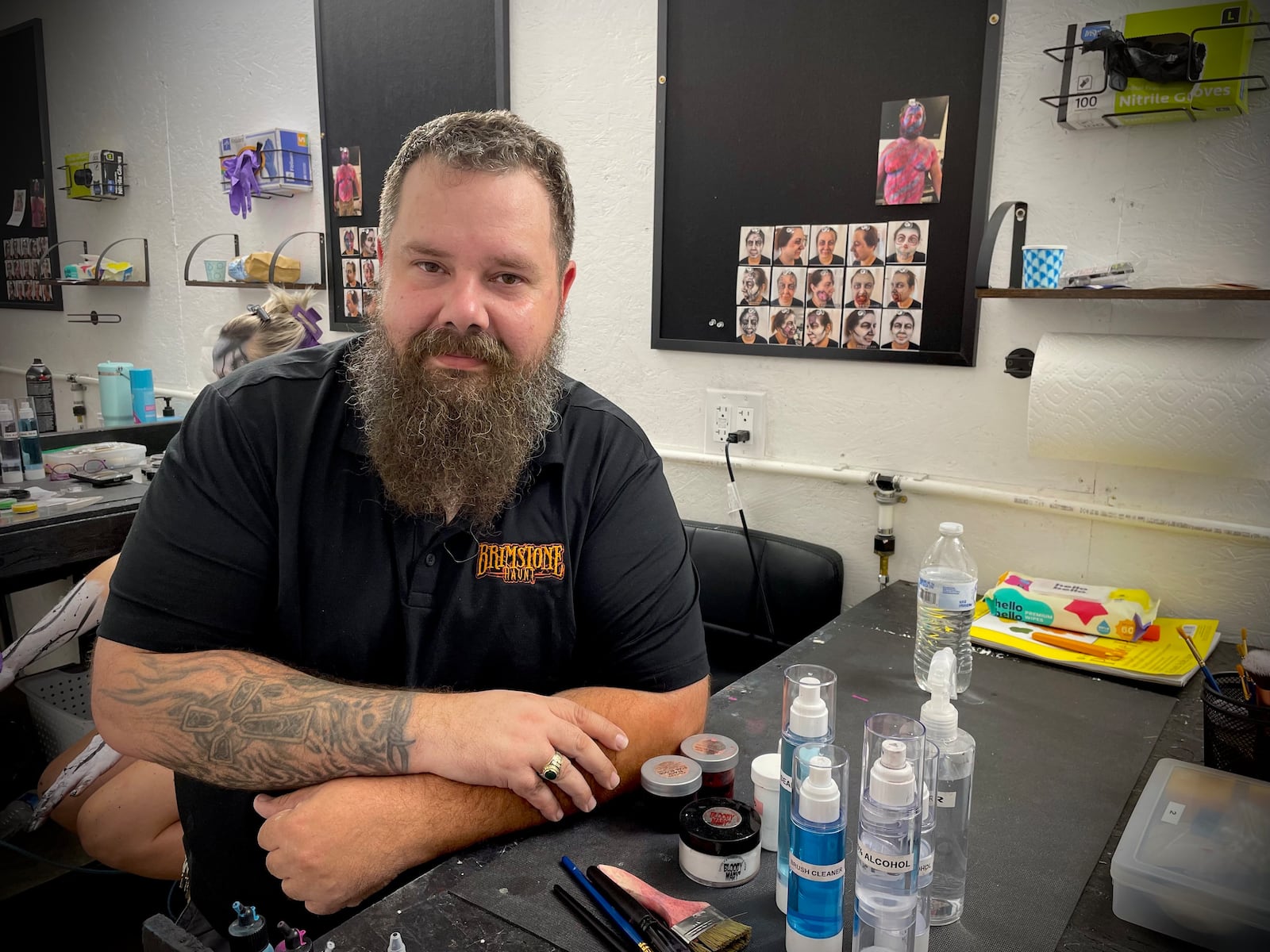 Ryan “Hank” Henry is a makeup artist at Brimstone Haunt, located at 525 Brimstone Road in Wilmington. NATALIE JONES/STAFF